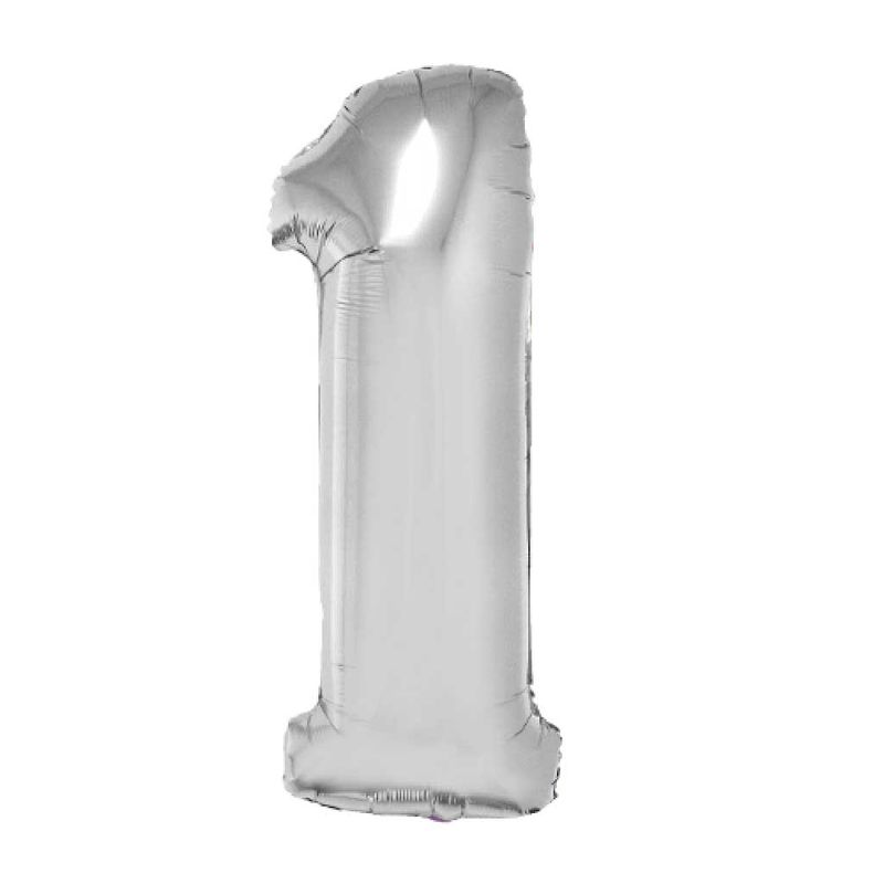 Balao-Metalizado-Prata-80cm-Numero-1---Silver-Festas