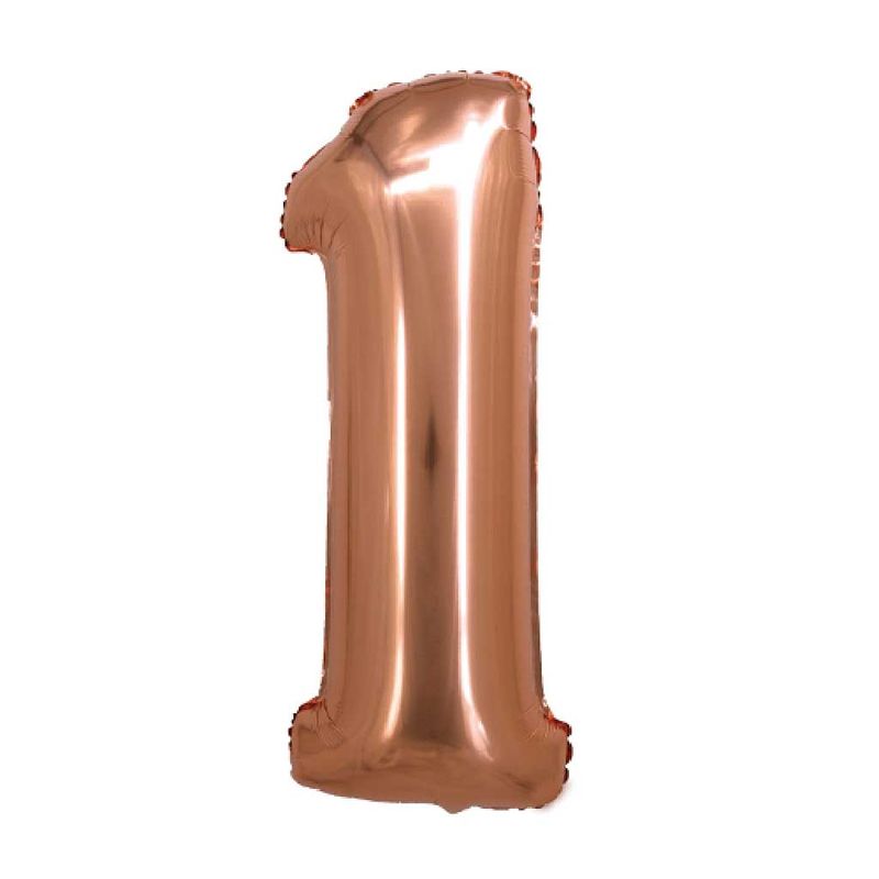 Balao-Metalizado-Rose-Gold-80cm-Numero-1---Silver-Festas