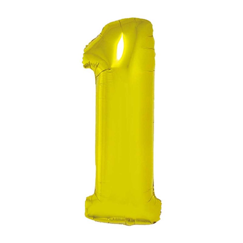Balao-Metalizado-Ouro-80cm-Numero-1---Silver-Festas