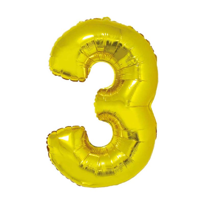 Balao-Metalizado-Ouro-80cm-Numero-3---Silver-Festas