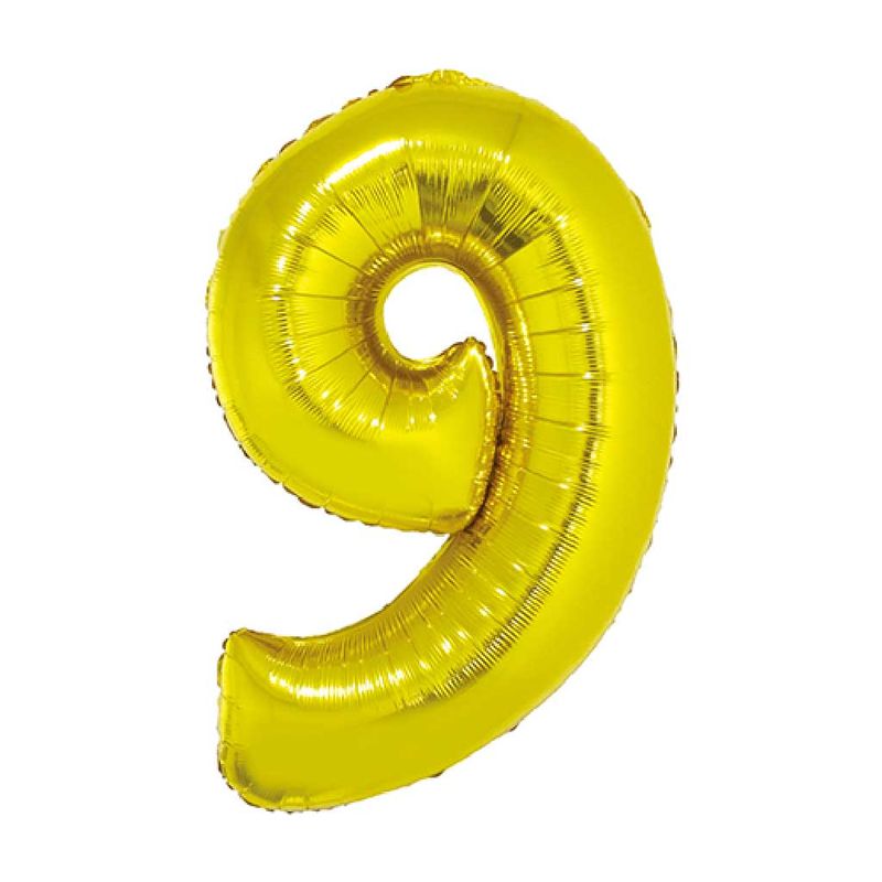 Balao-Metalizado-Ouro-80cm-Numero-9---Silver-Festas