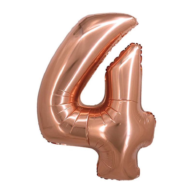 Balao-Metalizado-Rose-Gold-80cm-Numero-4---Silver-Festas