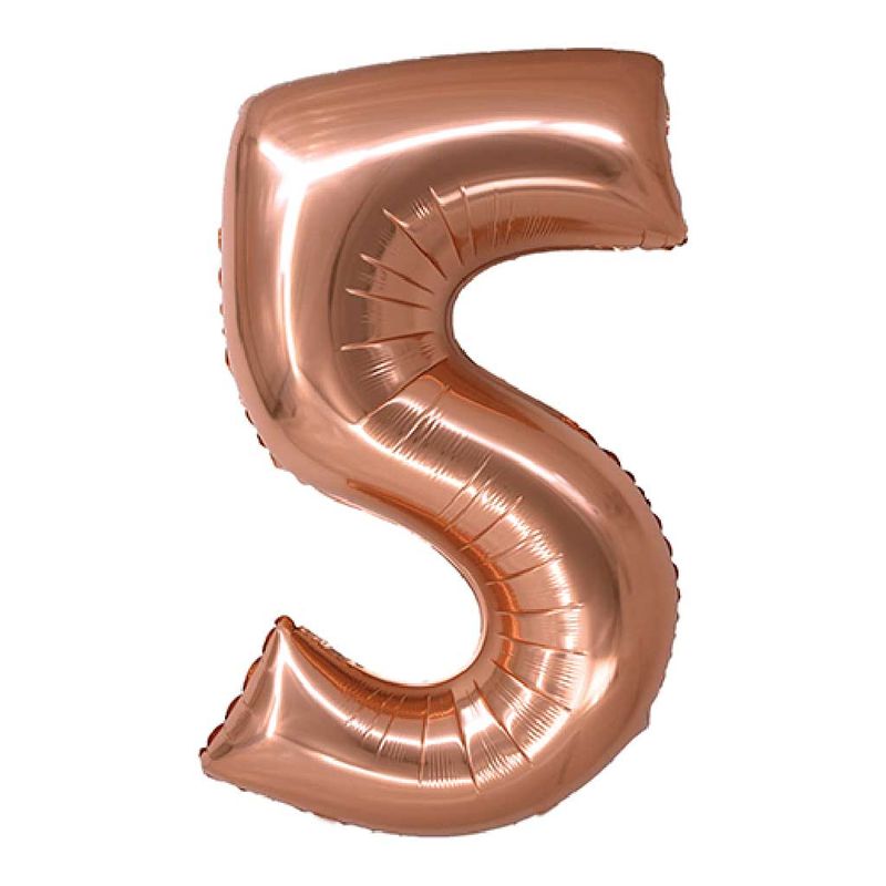 Balao-Metalizado-Rose-Gold-80cm-Numero-5---Silver-Festas