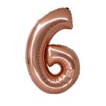 Balao-Metalizado-Rose-Gold-80cm-Numero-6---Silver-Festas