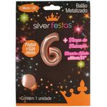 Balao-Metalizado-Rose-Gold-80cm-Numero-6---Silver-Festas