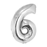 Balao-Metalizado-Prata-80cm-Numero-6---Silver-Festas