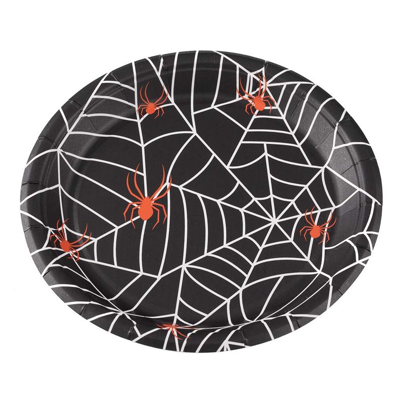 Halloween-Prato-Papel-Teia-Aranha-18cm-c-10---Silver-Festas