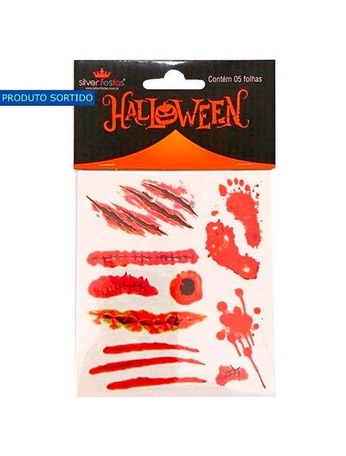 Halloween Tatuagem Tempóraria Cicatriz Sortido c/5 Ref.H214 - Silver Festas