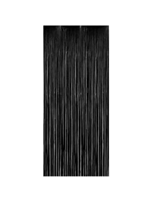 Cortina Metalizada Decorativa Preta 100x200cm - Silver Festas