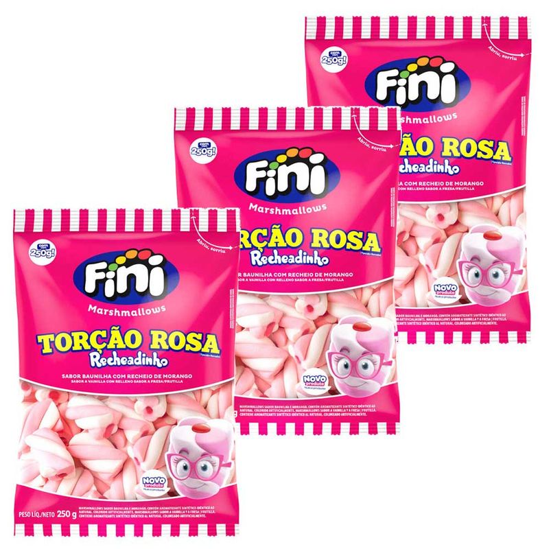 Kit-3-Marshmallows-Recheados-Torcao-Rosa-250g---Fini