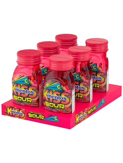 Pastilhas Mentos Kiss Sour Morango c/6 - Perfetti