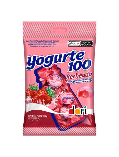 Bala Mastigável Yogurte 100 Recheada 100g - Dori