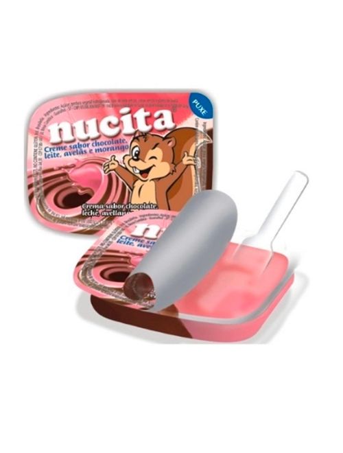 Creme Chocolate, Avelã e Morango 10g c/48 - Nucita