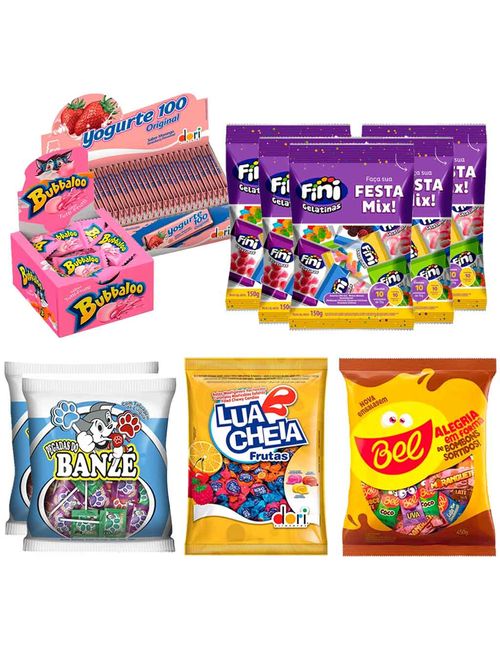 Kit Doces Sortidos Aniversário Infantil - Lembrancinhas de Festa Sacolinha Surpresa Para 50 Pessoas