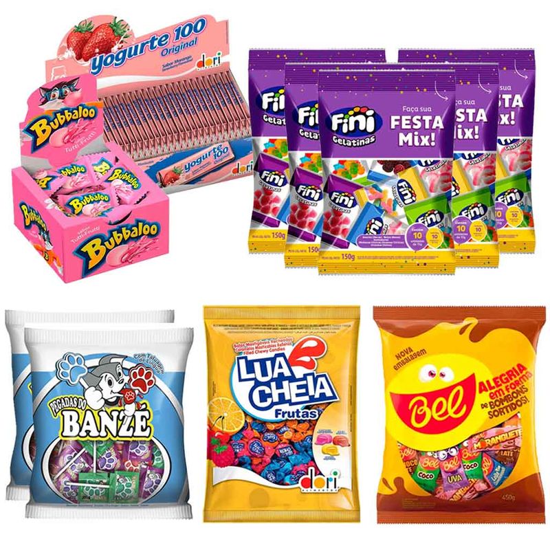 Kit-Doces-Sortidos-Aniversario-Infantil---Lembrancinhas-de-Festa-Sacolinha-Surpresa-Para-50-Pessoas