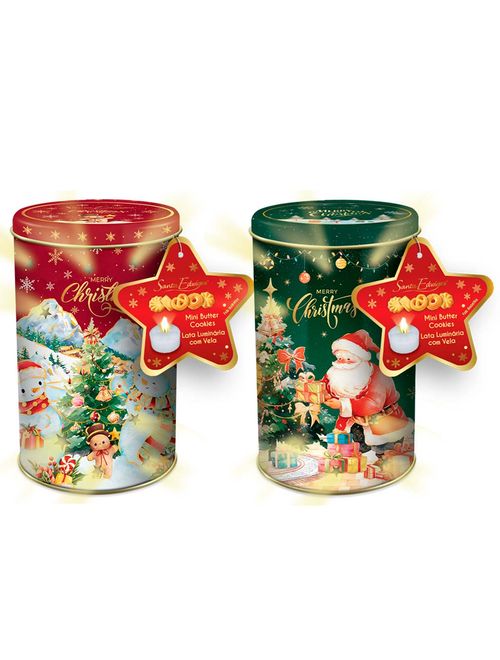 Lata Luminária Colecionável Mini Butter Cookies Natal Sortida 150g Un - Santa Edwiges