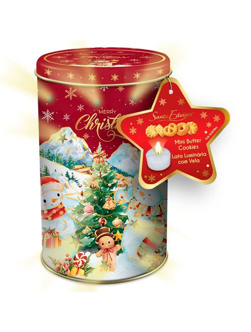 Lata Luminária Colecionável Mini Butter Cookies Natal Sortida 150g Un - Santa Edwiges