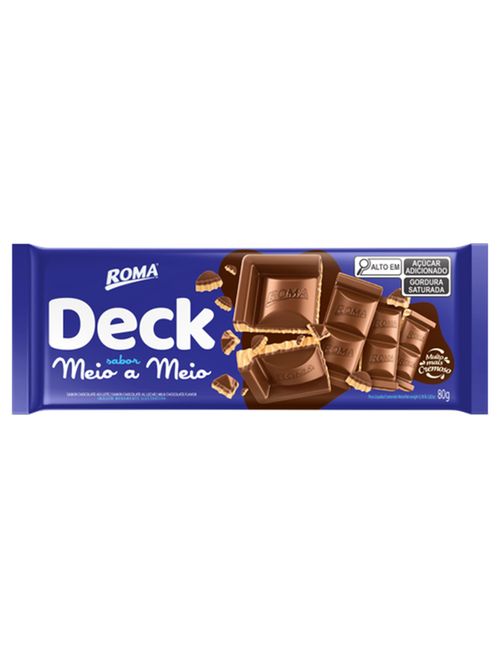 Tablete de Chocolate Deck Meio a Meio 80g - Roma