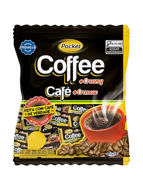 Bala Dura Pocket Cremosa Coffee Freegells 50g - Riclan