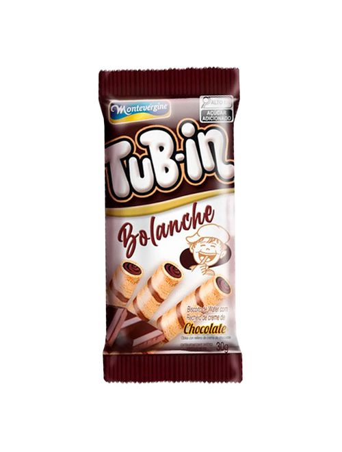 Tubinho de Wafer Tub In Recheio Bolanche Chocolate 30g - Montevérgine
