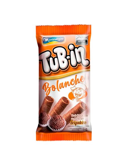 Tubinho de Wafer Tub In Recheio Bolanche Brigadeiro 30g c/30 - Montevérgine