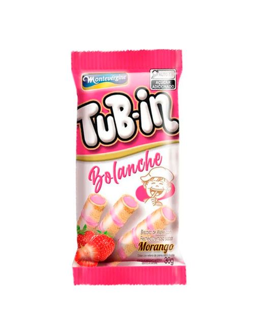 Tubinho de Wafer Tub In Recheio Bolanche Morango 30g c/30- Montevérgine