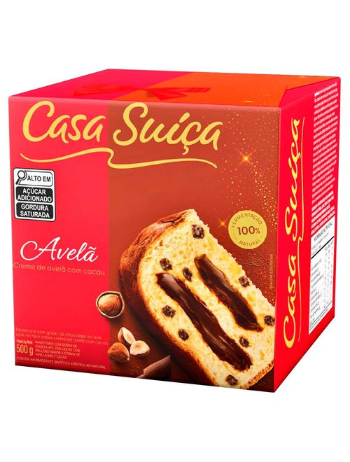 Panettone Recheado Creme de Avelã com Cacau 500g - Casa Suíça