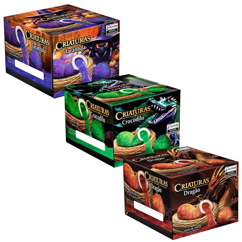 Kit-3-Chicletes-Criaturas-Crocodilo-Tarantula-e-Dragao---Sukest