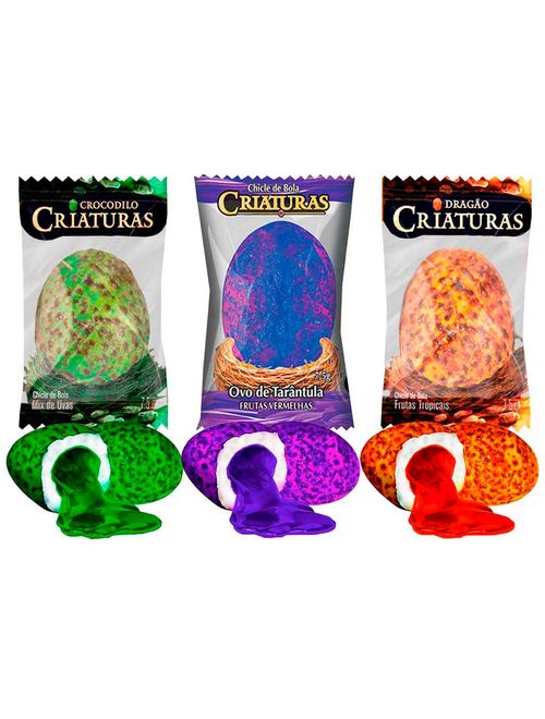 Kit 3 Chicletes Criaturas Crocodilo, Tarantula e Dragão - Sukest