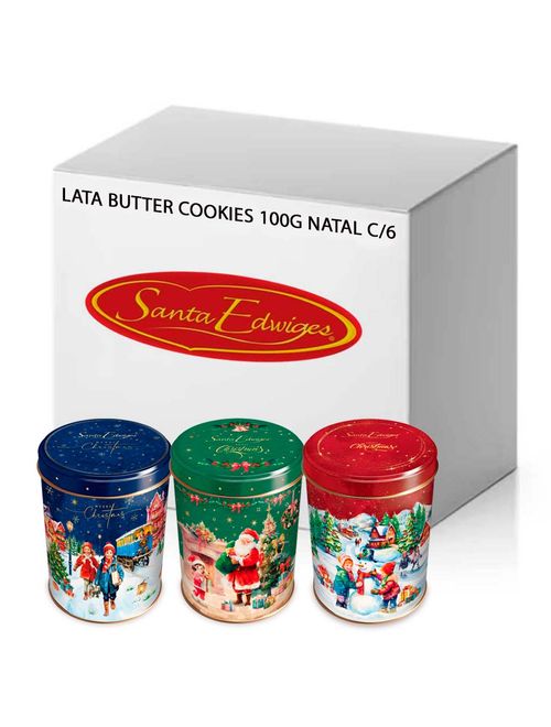 Kit 6 Latas Colecionáveis Mini Butter Cookies Natal 100g - Santa Edwiges