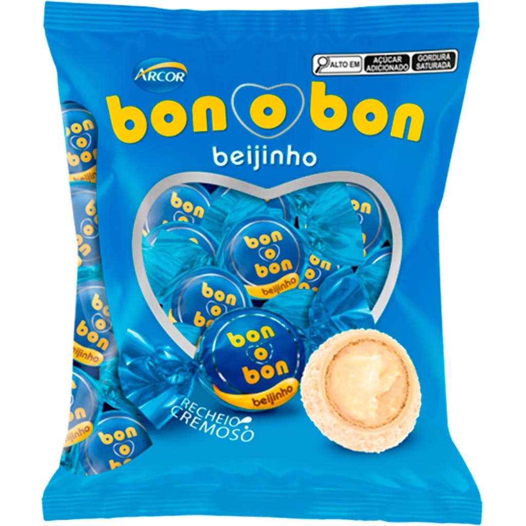 Bombom Bonobon Beijinho 15g C/50 - Arcor - Doce Malu