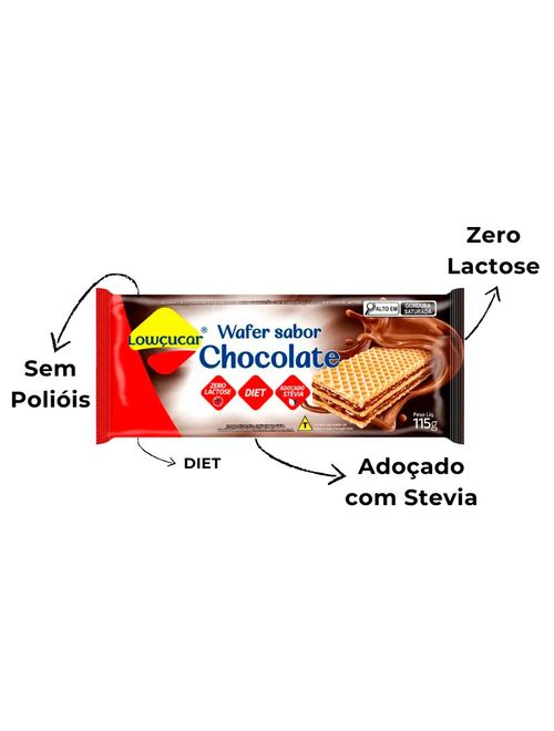 Biscoito Wafer Recheado Diet Chocolate 115g - Lowçúcar