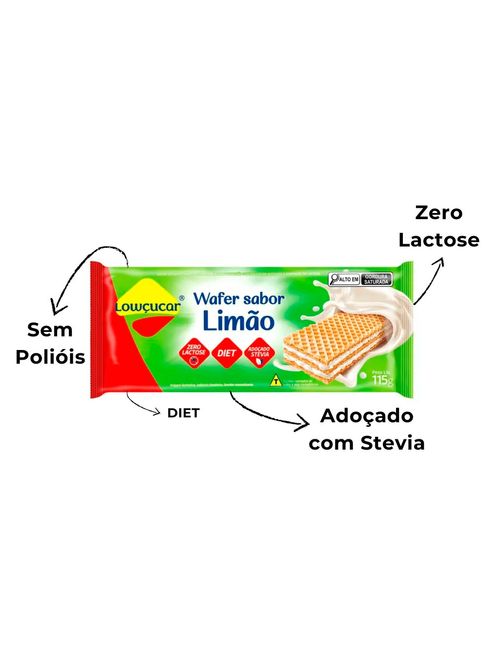 Biscoito Wafer Recheado Diet Limão 115g - Lowçúcar