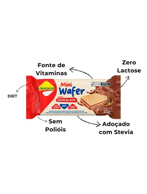 Mini Biscoito Wafer Recheado Diet Chocolate 22g - Lowçúcar