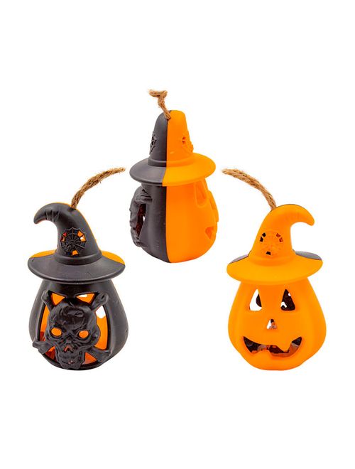Halloween Enfeite Luminária LED Abóbora/Caveira 10,5x7cm - Cim