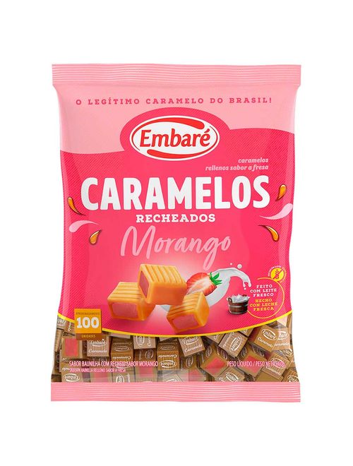 Bala de Caramelo Recheio Morango 660g - Embaré