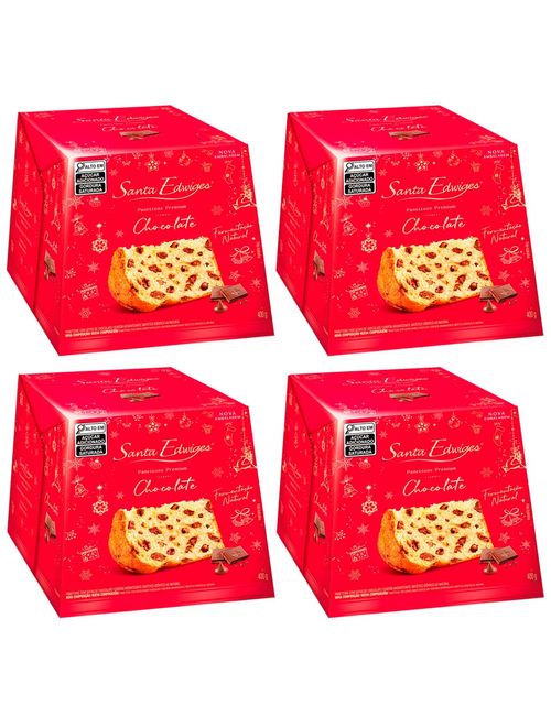 Kit com 4 Panettone Gotas Chocolate Premium 400g - Santa Edwiges