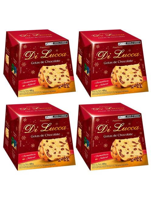 Kit com 4 Panetone Gotas de Chocolate 400g - Di Lucca
