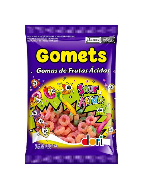 Bala de Goma Gomets Frutas Ácidas 600g - Dori