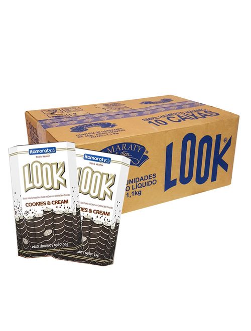 Tubinho de Wafer Look Cookies e Creme 55g c/20 - Itamaraty