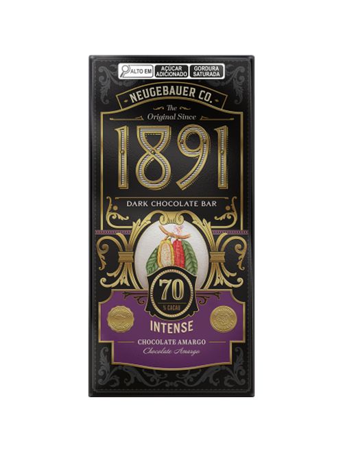 Tablete de Chocolate 1891 Amargo 70% Cacau Intense 90g - Neugebauer