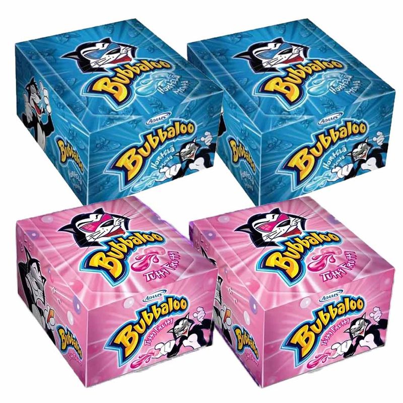 Kit-com-4-caixas-c-60-Chiclete-Bubbaloo---2-Fruta--2-Hortela