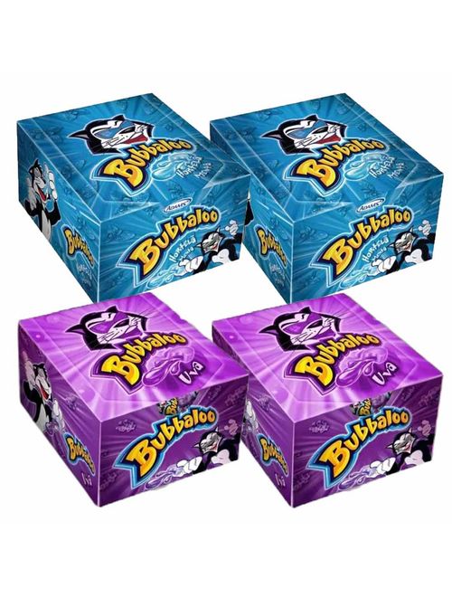 Kit com 4 caixas c/60 Chiclete Bubbaloo - 2 Hortelã +2 Uva