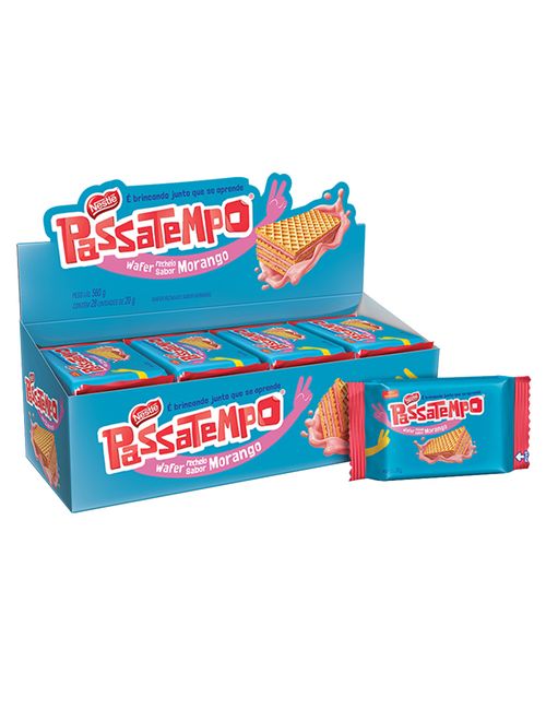 Biscoito Passatempo Wafer Morango 20g c/28 - Nestlé