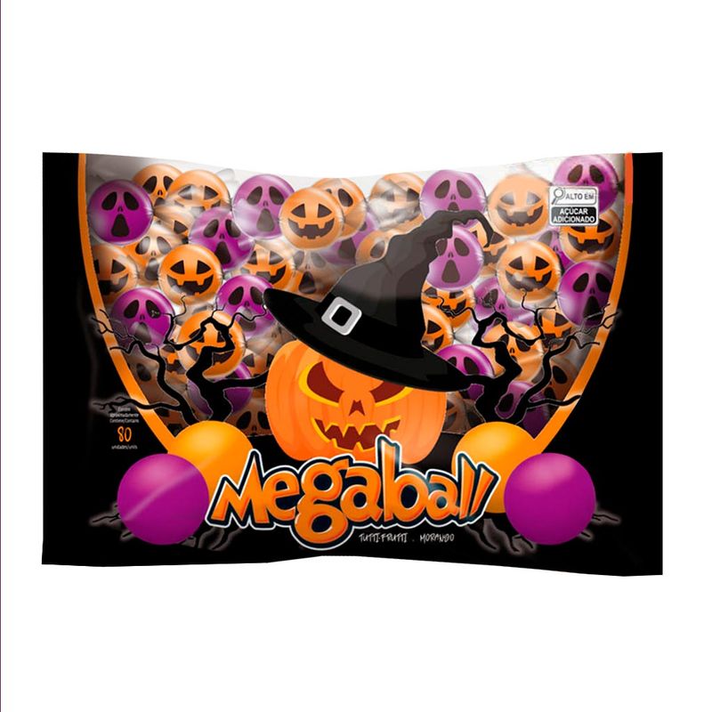 Chiclete-Megaball-Halloween-Morango-440g---Sukest