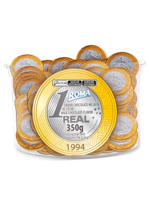 Moedas de Chocolate 1 Real 350g - Roma