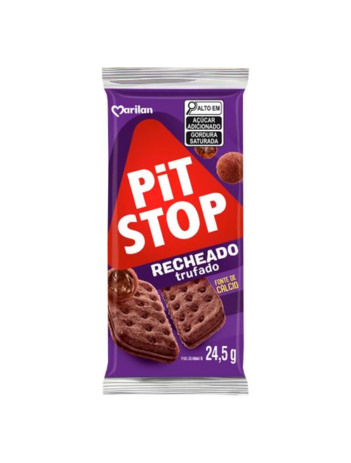 Biscoito Pit Stop Doce Recheado Trufado 24,5g c/4 - Marilan