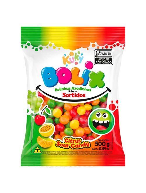 Bala de Goma Confeitada Azedinha Bolix Sortida 500g - Kuky