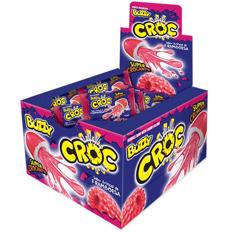 Chiclete-Buzzy-Recheado-Croc-Framboesa-c-40---Riclan