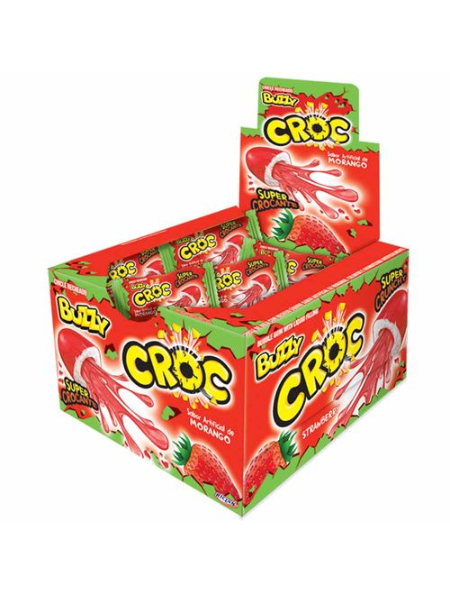 Chiclete Buzzy Recheado Croc Morango c/40 - Riclan